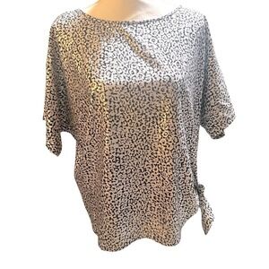 MICHAEL Michael Kors Black and Silver Leopard Print Blouse‎